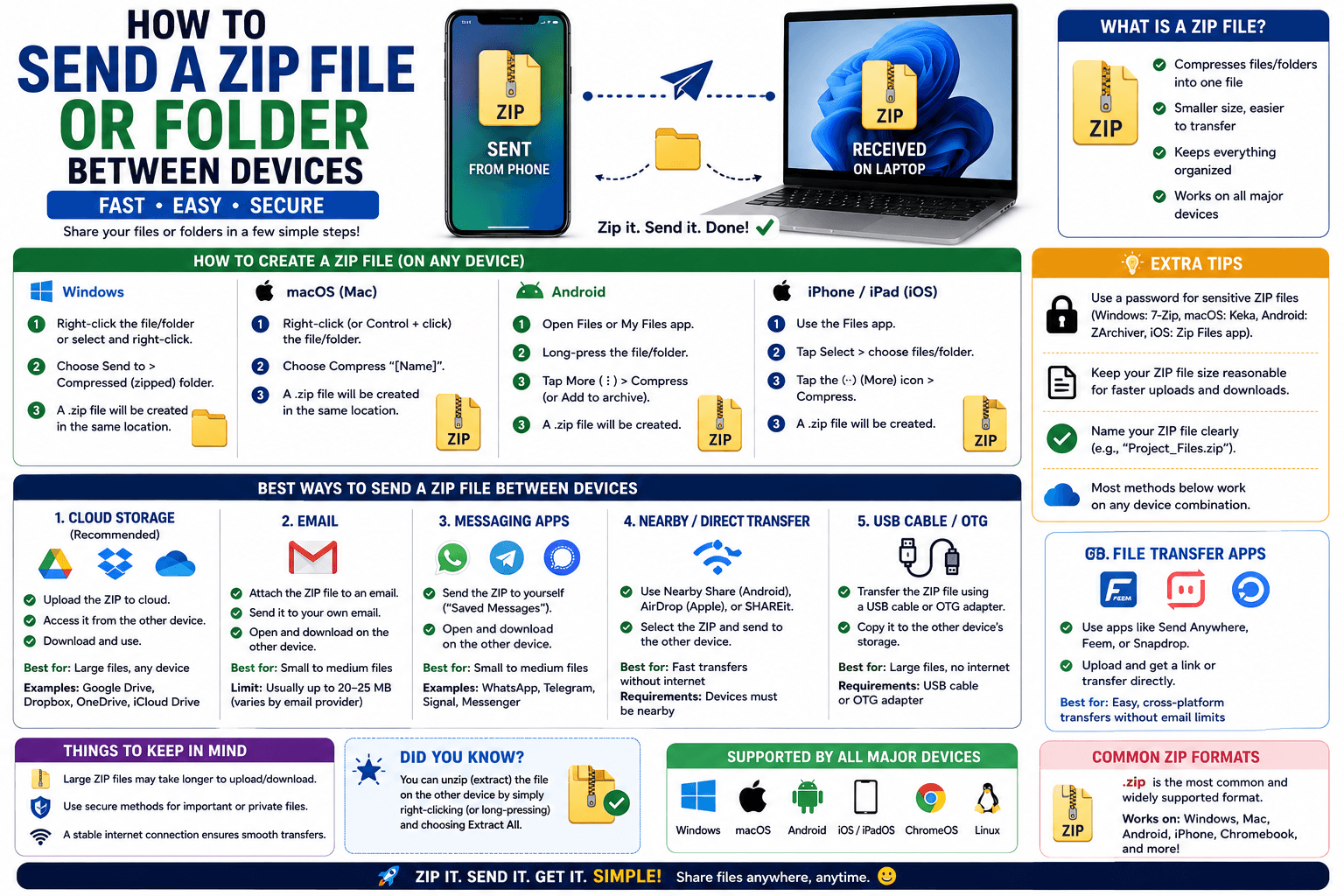 How to Send a ZIP File or Folder Between Devices
